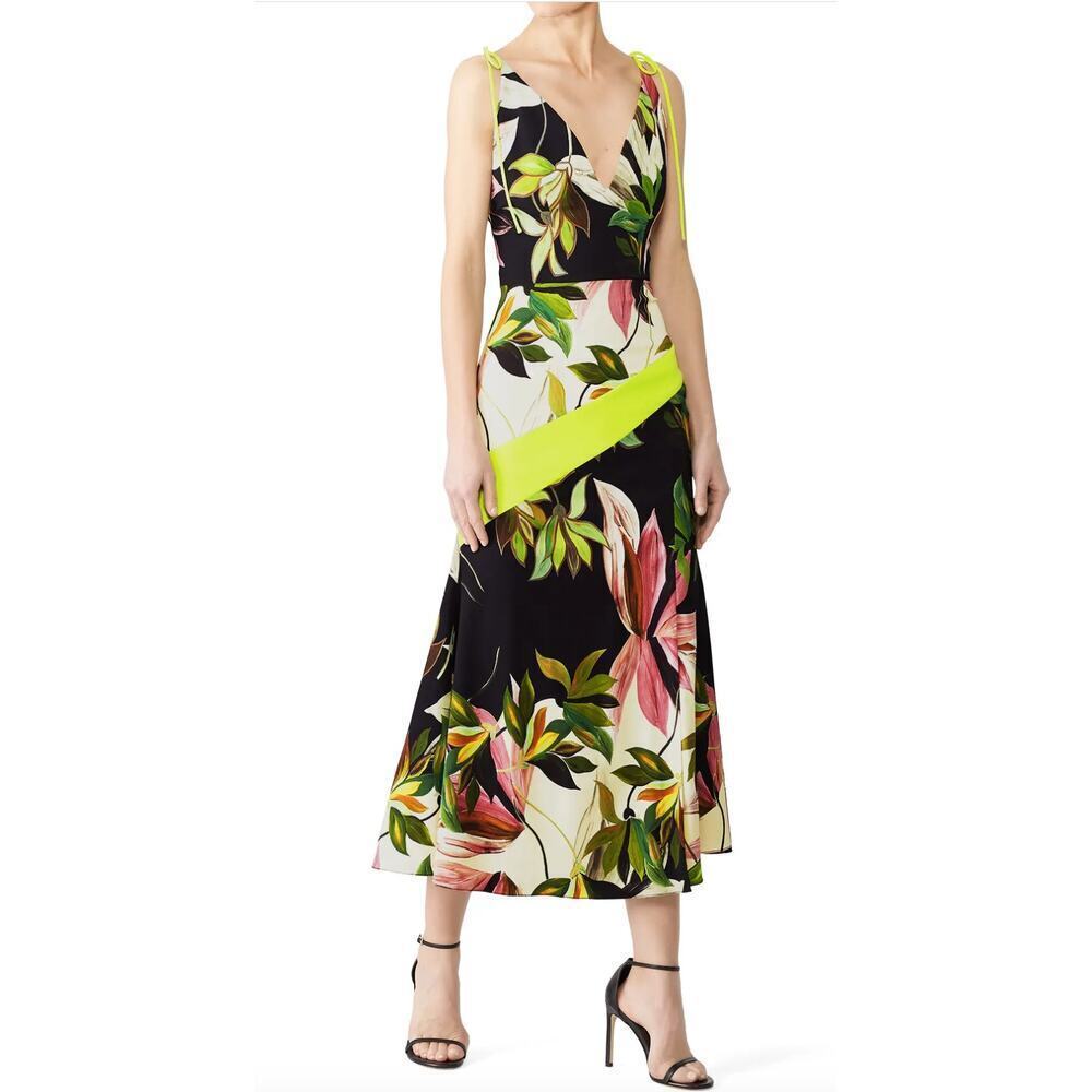Christian Siriano Hawaiian Print Tie Strap Dress Sz 10 Retail $1,200